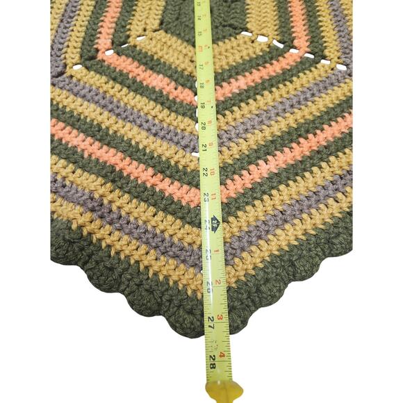 Handmade Crochet Fall Doily Hexagon 26.5" Autumn Table Décor Yellow Green Orange - Picture 2 of 8